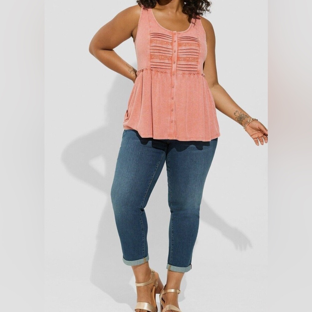 Textured Jersey Scoop Neck Button Down Babydoll Size 2 & 3